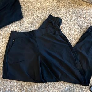 Athleta joggers with ribbed stripes down the legs